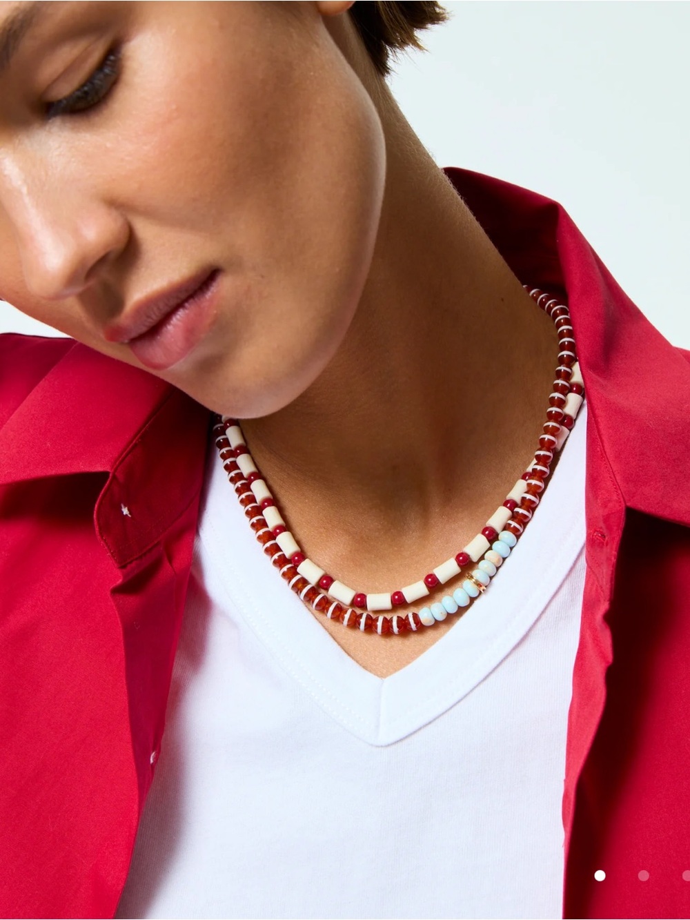 NWOT Roxanne Assoulin Striped Carnelian Agate Necklace